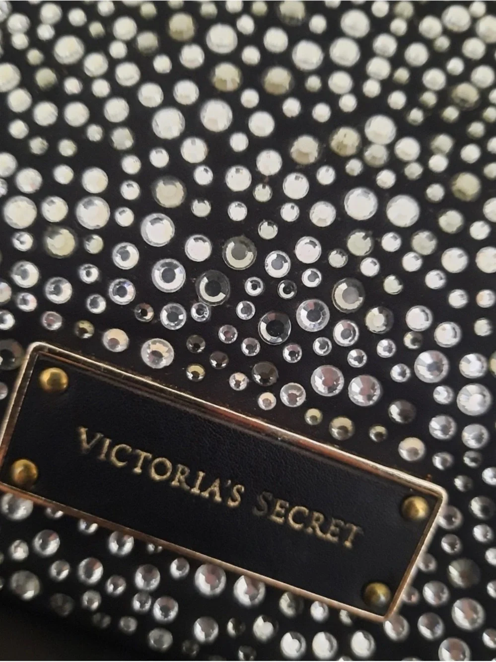 Victoria's Secret Black Crystal-Embellished Cosmetic Case
